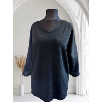 Wieczorowa tunika błyszcząca brokatem czarna - luźny fason